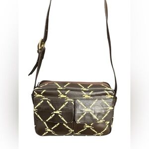 Vintage Longchamp Leather Crossbody Bag w/Horse Logo Pattern